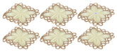 Heart Home Flower Design Square Cotton Coasters, Set of 6 (Cream)